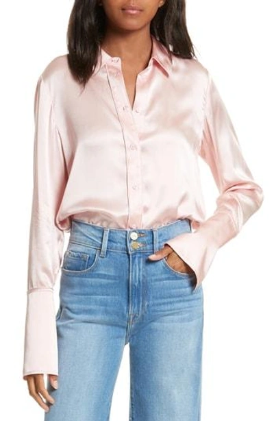 Shop Frame Long Cuff Silk Shirt In Spanish Pink