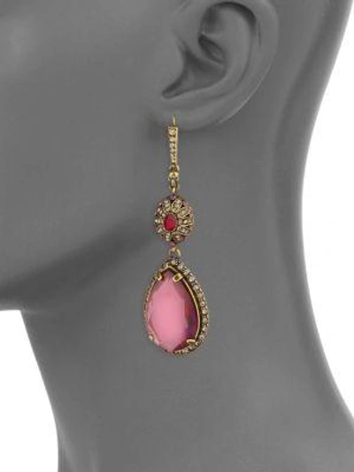 Shop Alexander Mcqueen Crystal Double-drop Earrings In Pink-multi