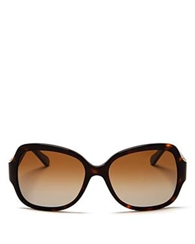 Shop Tory Burch Women's Polarized Oversized Square Sunglasses, 57mm In Dark Tortoise/brown Gradient Polarized