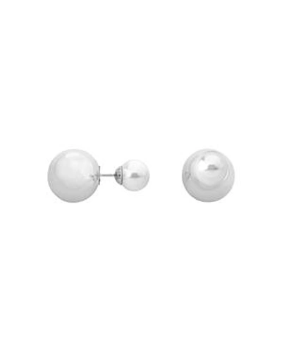 Shop Majorica Reversible Simulated Pearl Stud Earrings In Silver