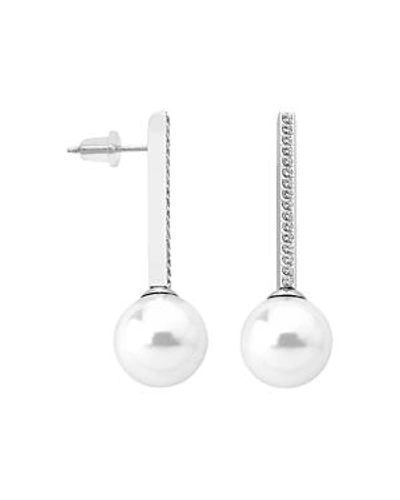 Shop Majorica Simulated Pearl Drop Earrings In Silver