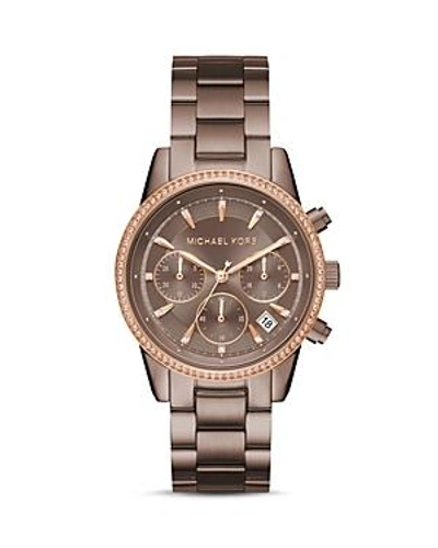 Shop Michael Kors Ritz Watch, 37mm In Brown