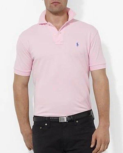 Shop Polo Ralph Lauren Cotton Mesh Classic Fit Polo Shirt In Carmel Pink/blue