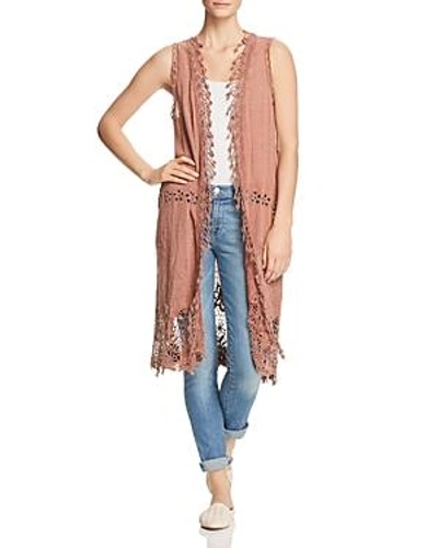 Shop Xcvi Gauze Crochet Duster Vest In Monk's Robe Pigment