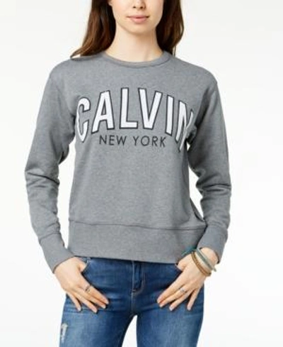 Shop Calvin Klein Jeans Est.1978 Cotton Logo Sweatshirt In Newsprint Heather