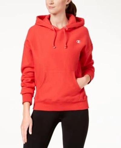 Shop Champion Reverse-weave Fleece Hoodie In Red Spark