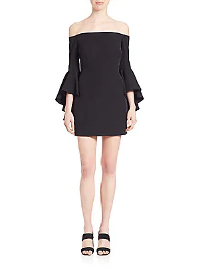 Shop Milly Selena Off-the-shoulder Mini Dress In Black