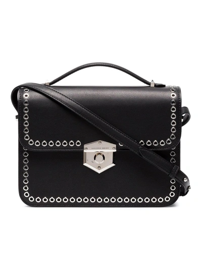 Alexander Mcqueen Black Medium Eyelet Leather Box Bag