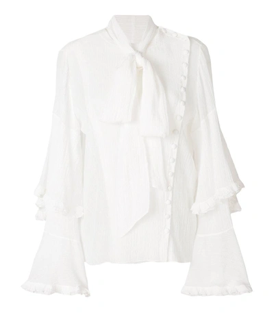 Shop Chloé White Asymmetric Bow Blouse