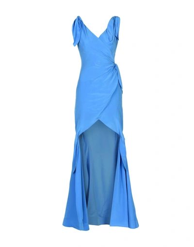 Shop Moschino Long Dresses In Azure