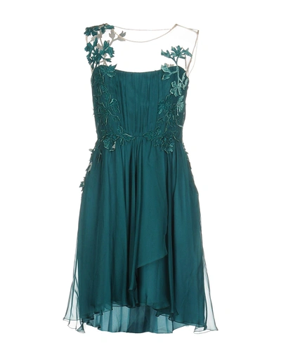 Shop Alberta Ferretti Short Dress In Deep Jade