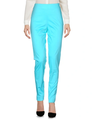 Shop Moschino Casual Pants In Turquoise