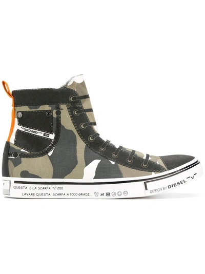 camouflage hi-top sneakers