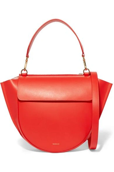 Shop Wandler Hortensia Medium Leather Shoulder Bag In Red