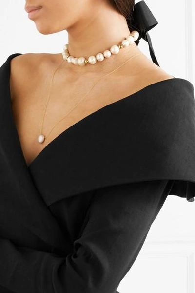 Shop Magda Butrym Gold-tone Pearl Choker In Black