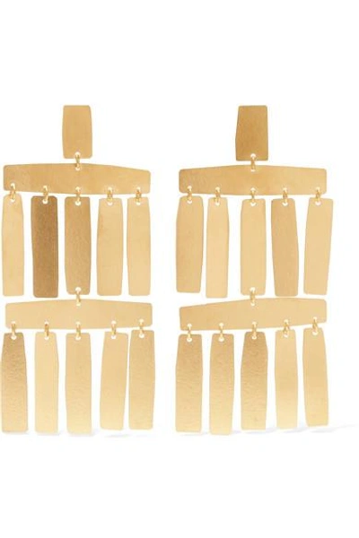 Shop Annie Costello Brown Roma Gold-tone Earrings