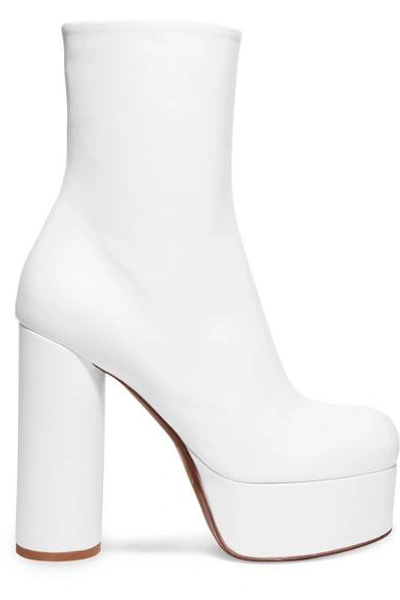 Shop Vetements Leather Platform Ankle Boots In White