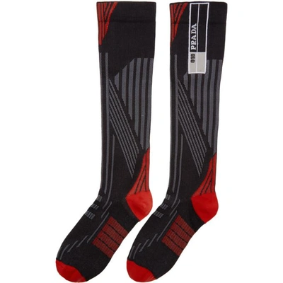 Shop Prada Red & Black Logo Socks