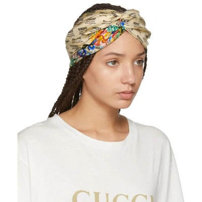 Shop Gucci Ivory Logo Stamp Headband In 9888 Ivory