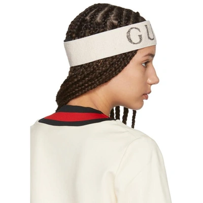 GUCCI Cotton Elastic Gucci Logo Headband White 574944