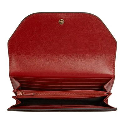 Shop Gucci Red Gg Default Flap Wallet In 6438 Cerise