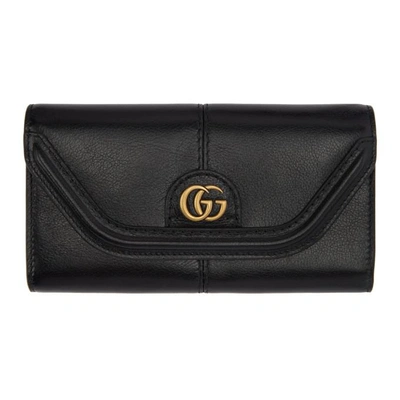 Shop Gucci Black Gg Default Flap Wallet
