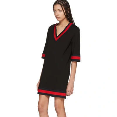 Shop Gucci Black Jersey V-neck Dress In 1301 Black