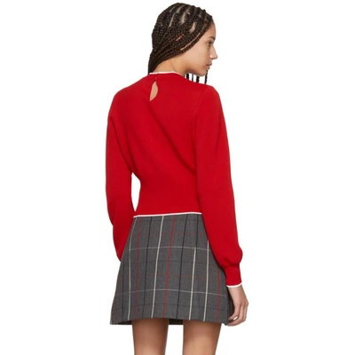 Shop Miu Miu Red Patches Sweater