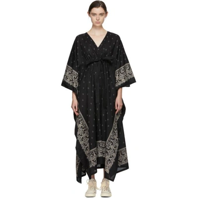 Shop Visvim Black Kaftan Bandana Dress