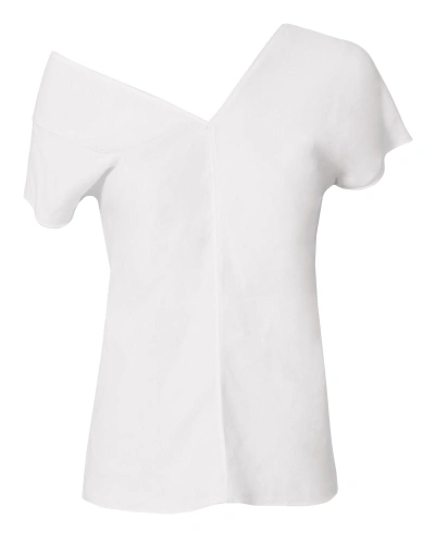 Shop Helmut Lang Asymmetric Linen Top White