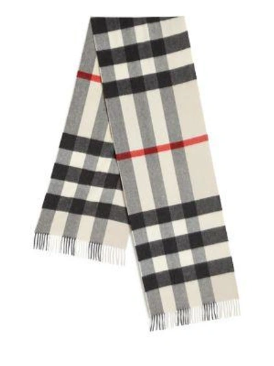 Shop Burberry Heritage Half Mega Check Cashmere Scarf In Cream