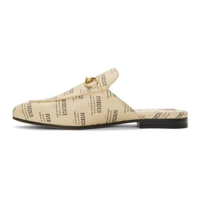 Shop Gucci White All Over Logo Stamp Princetown Slippers In 9355 Soy