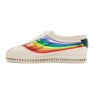 Shop Gucci White Crystal Falacer Rainbow Sneakers In 9063 White