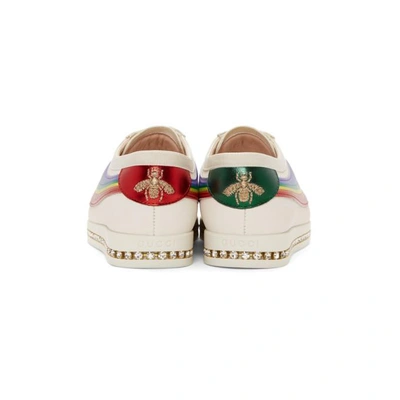 Shop Gucci White Crystal Falacer Rainbow Sneakers In 9063 White