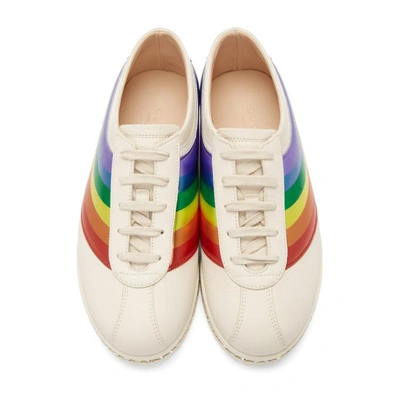 Shop Gucci White Crystal Falacer Rainbow Sneakers In 9063 White