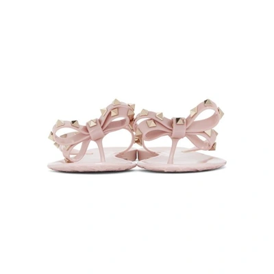 Shop Valentino Pink  Garavani Rockstud Bow Sandals In W34 Water R