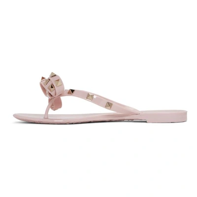 Shop Valentino Pink  Garavani Rockstud Bow Sandals In W34 Water R