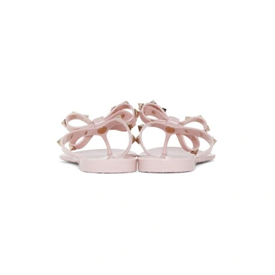 Shop Valentino Pink  Garavani Rockstud Bow Sandals In W34 Water R