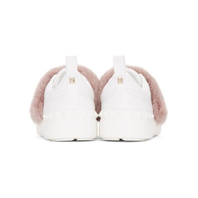 Shop Valentino White And Pink  Garavani Mink Open Sneakers In 0eb Dpoudre