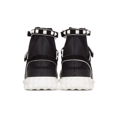 Shop Valentino Black  Garavani Studded Knit Sock High-top Sneakers