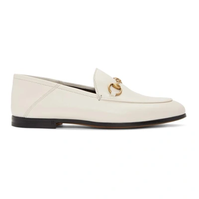 Shop Gucci White Brixton Crushback Loafers In 9022 White