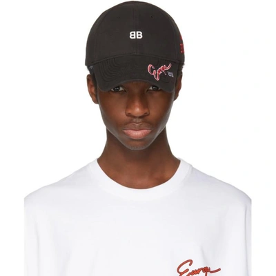 Balenciaga Black Bb Europe Embroidered Cap In Blk Red | ModeSens