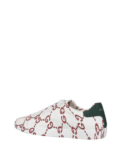 Shop Gucci Ace Gg Leather Sneakers In Bianco