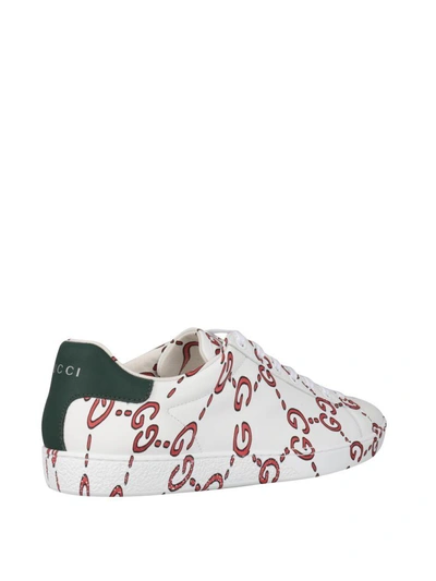 Shop Gucci Ace Gg Leather Sneakers In Bianco