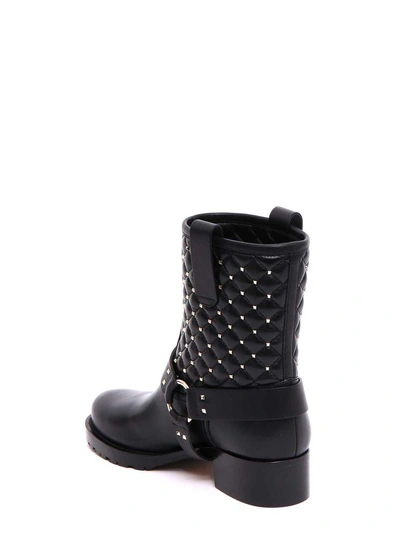 Shop Valentino Rockstud Spike Biker Boots In Nero