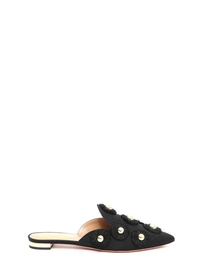 Shop Aquazzura Sunflower Slippers In Nero