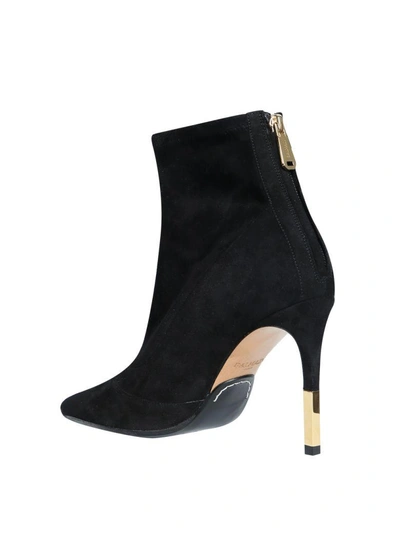 Shop Balmain Black Suede Ankle Boots In Nero