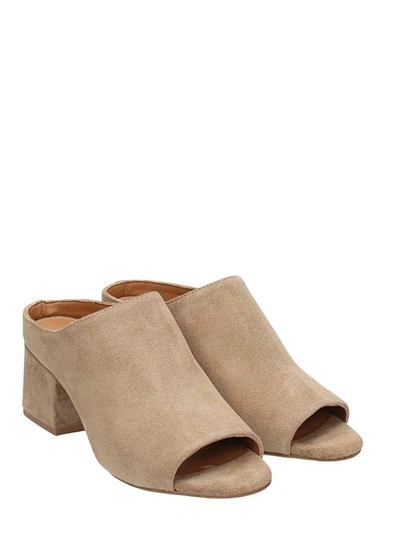 Shop Julie Dee Camel Suede Leather Mules In Leather Color