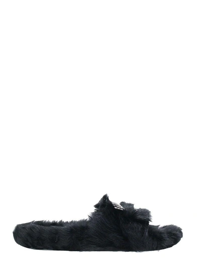 Shop Chiara Ferragni Crystal Embellished Slider Sandals In Black