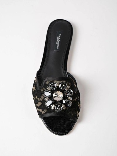 Shop Dolce & Gabbana Dolce & Gabanna Bianca Flat Sandals In Nero